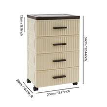 CNCEST Drawer Type Household Organizer, 4-Tier Storage Cabinet, Storage Cabinet With Wheels, Storage Organizer With 4 Drawers, Floor Standing Storage Cart For Small Sapce, Bedroom, Living Room, 13.77*10.23*22.44 In - Cream White&Brown - 查看 4