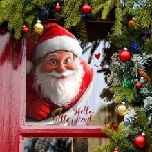 19.99*30.0cm Double-Sided Visual Pattern Glass Window Sticker, Home Window Christmas Decoration Sticker, DJ7560-NL Simulated Santa Claus Room Decor Home Decor Wall Decor Wall Stickers Stickers Living Room Decor Personalised Stickers