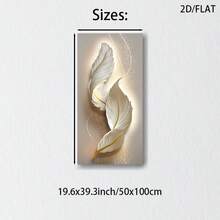 1pc Modern Minimalist Abstract Feather Canvas Art Print, Beige Neon Line Wall Poster Decor, Frameless Home Gift - Apricot - View 8