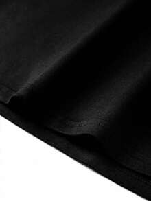 Camiseta casual de manga corta con cuello redondo y estampado de letras para hombre, verano - Negro - Ver 4