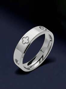 1 件 18k 不锈钢戒指，镶嵌人造锆石钻石，男士情侣戒指，适合日常佩戴和婚礼