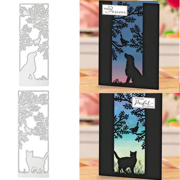 Metal Cutting Die Mold - Relaxed Cats & Dogs Cutting Dies For DIY Paper Card Crafts, Scrapbooking, Embossing, Home Decor Projects, Made Of Carbon Steel