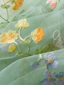 Baby Girls' Elegant Cute Flower Embroidery Dress Birthday Party Baby Clothes Toddler Princess Tulle Dresses - màu xanh lá - Xem 6