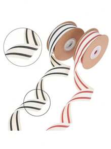 10码/卷 圣诞条纹丝带，礼品包装丝带，天然工艺缎带，DIY手工制作，节日婚礼情人节生日派对装饰，礼品包装 - 彩色 - 查看 7