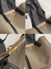 1pc Customized Tote Bag, Customizable Printed Name/Text, Multiple Colors Available (Black/Khaki/Pink), Minimalist/Fashionable/Elegant Style, Suitable For Travel/Vacation, Birthday, Anniversary, Valentine's Day, Wedding, Unique Gift For Boyfriend/Girlfriend/Family/Spouse, Christmas Gift - Multicolor - View 10