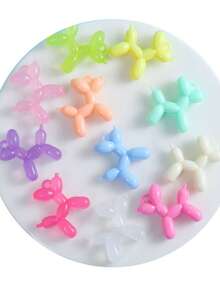 12pcs Cartoon Dog Pendant DIY, Cute Colorful Acrylic Dog Charms With Ribbon Bow, Suitable For Jewelry Making, Keychain, Phone Case, Necklace And Earrings, Fun Craft Accessories For Hobbyists - Multicolor - View 6