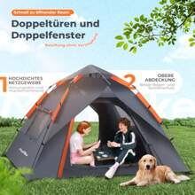 Popup Camping Tent For 24 People, 100% Waterproof And Wind-Resistant Family Tent 230x230x135 Cm + 2 Doors With Ventilation, Ideal For Campsites And Summer Festivals, Including Tent Bag.