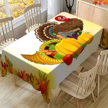1/20 Stücke Herbst Thanksgiving Tischdecke, elegantes und schönes Muster mit Truthahn und verschiedenen Früchten und Gemüse, Herbst Tischdecke, Thanksgiving Atmosphäre Dekoration, geeignet für Innen- und Außenbereich, Zuhause Küche, Esszimmertisch Dekoration, Outdoor Picknick und Dinner Dekoration - Verschiedenfarbig - Übersicht 6