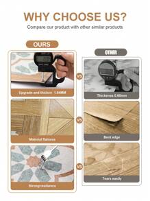 4/10 件装北欧复古风格地板贴纸，即撕即贴防水自粘式防水乙烯基地板，可拆卸地板砖 DIY 地板适用于厨房、餐厅、卧室和浴室地板砖客厅装饰房间装饰家居装饰壁纸墙纸地板砖自粘式地板砖剥离粘贴 - 彩色 - 查看 9