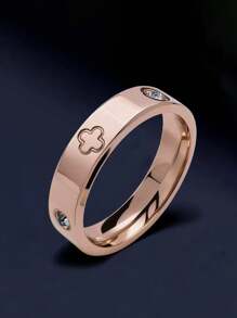 1 件 18k 不锈钢戒指，镶嵌人造锆石钻石，男士情侣戒指，适合日常佩戴和婚礼