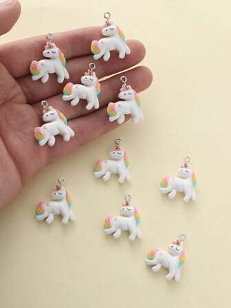 10pcs Unicorn Resin Accessories For Earrings & Necklaces