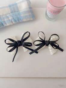 2pcs Plaid Bow Cute Hair Clips, Minimalist Fashion Casual Daily Wear, Bows, Hair Accessories