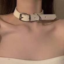 1pcs Halloween Choker Women's Neck Strap Chain Leather Choker - 白色 - 查看 8