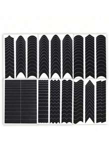 6 Sheets 234pcs/1 Sheet 39pcs Simple French Nail Art Stickers Moon V Design Self-Adhesive French Tip Nail Guides DIY Base French Manicure Decoration Template Tools