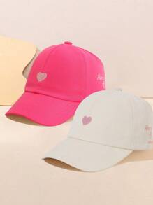 2 件爱心刺绣半天顶棒球帽女士太阳帽，可扎高马尾，适合返校、户外运动和日常休闲活动