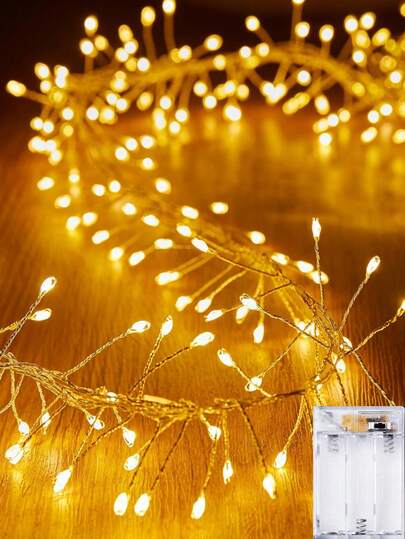 1 Cordão de Luzes de Natal de 3 metros com 100 LEDs - Luzes de Fada a Bateria, Fio Prateado Impermeável com Efeito Céu Estrelado, Ideal para Guirlandas DIY, Decoração de Natal para Ambientes Internos e Externos, Decoração de Casa, Decoração de Quarto, Decoração de Outono, Decoração de Inverno