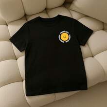 Smile And Wave T-Shirt Side Smile Design Various New Colors 100% Cotton - 黑色 - 查看 2