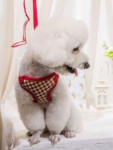 Small And Medium-Sized Dogs Harness And Leash Set, Step In Puppy Vest With Breathable Soft Mesh, Walking Reflective Pet Harness For Small Dogs Houndstooth Check Spliced Cat Harness For Outdoor Use