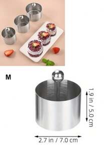 2/1 件寿司模具饭团寿司制作模具不锈钢圆形糕点圈蛋糕成型环带推杆食物展示环金枪鱼鞑靼模具