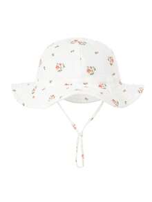 1 pieza Sombrero de cubo de algodón puro para bebé, sombrero de cubo estampado para bebé, sombrero de sol de unicolor unisex - Multicolor - Ver 6