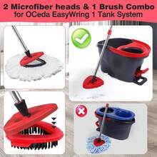 Mop Replacement Heads 2 Pcs & 1 Scrub Brush Combo For Ocedar Easywring 1-Tank System,Microfiber Spin Mop Replacement Head,Machine Washable For Bathroom,Kitchen,Tub And Tile Cleaning - 包含4個白色拖把頭的完整套裝 - 查看 9