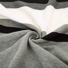 Suéter de cuello redondo de hombre con rayas y contraste de punto fino - Gris medio-blanco-negro - Ver 2