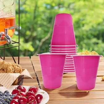 20pcs Plastic Cups, Plastic Party Cups, Plastic Bathroom Cups, Drinking Cups, Suitable For Party, Picnic, BBQ (Rose Red)