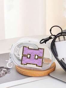 便携迷你透明拉链收纳袋,紫色毛巾布刺绣字母A-Z,小巧多功能收纳袋,耳机充电器收纳盒带钥匙扣,透明旅行配件,精致小巧,适合收纳小物件,可作数据线收纳袋、手链袋等。 - 白色 - 查看 11