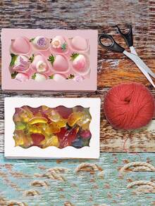 12pcs/1pc 7 X 4 3/8 X 1 1/2 Inch (17.8 X 11.4 Cm) Cookie Boxes With Clear Window, Small Pink Cookie Boxes For Bakery Snacks, Suitable For Desserts, Donuts, Pies, Candies, Macarons - Pink - View 11