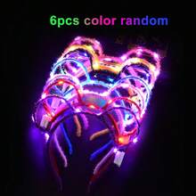 Set de 3/6/9 piezas de diademas con cuernos/orejas de ratón/gato/conejo/corona con LED, decoración para fiestas de princesa, bodas, cumpleaños, conciertos, graduaciones, Navidad Papá Noel, anillo luminoso que brilla en la oscuridad (color aleatorio)