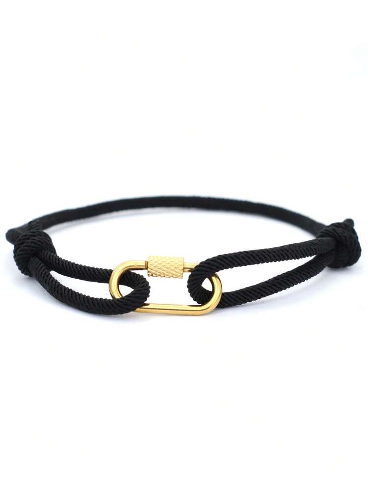 New Handmade Rope Men Bracelet Detachable Gold Color Mountaineering Buckle 3mm Sliding String Bracelet Adjustable Casual - Minimalist Bracelet Style - View 14