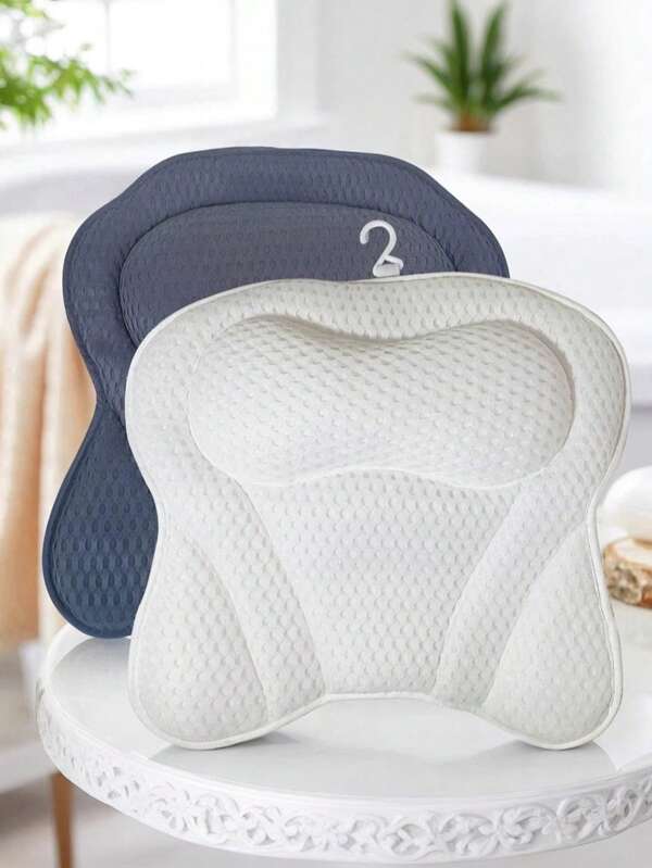 Premium 4D Breathable Mesh Bath Pillow | Ergonomic Neck & Back Support Design, Strong Suction Cup | Removable Waterproof Pillow Cover, Home SPA Relaxation Bath Accessory, Pregnancy-Friendly Bathing Gift