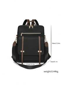 Zaino in nylon da donna con design, zaino a patta minimalista quadrato, grande capacità, stile college, adatto per shopping, portafoglio, giovani donne, studenti universitari, principianti, colletti bianchi. Ideale per ufficio, università, lavoro, affari, pendolarismo, attività all'aperto, viaggi e picnic