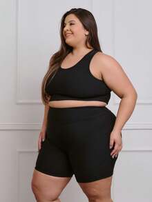 Ribbed Fitness Plus Size Bermuda + Top Set 11241/11242 - Black - View 2