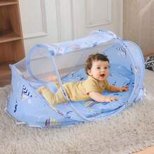 儿童蚊帐帐篷 - 合金框架便携式睡眠天篷 - 可折叠弹出式防蚊帐，适合 3 至 6 岁儿童 - 增强功能的涤纶网布