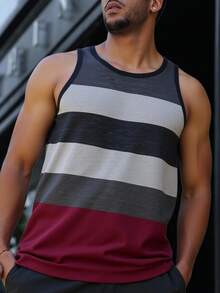 Tank Top para Hombre con Franjas Multicolor – Camiseta Sin Mangas Estilo Deportivo Casual - Multicolor - Ver 3