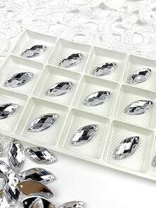 50 peças de strass acrílicos coloridos de 6*12 mm com 2 furos e parte traseira plana, roupas faça você mesmo, vestido de noiva, acessórios de vestuário