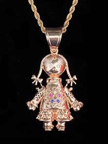 DUBSS 1 件冰雪娃娃项链吊坠男士镀 5A 方晶锆石嘻哈饰品 - 人像 - 查看 13