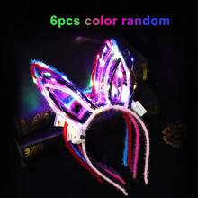 Set de 3/6/9 piezas de diademas con cuernos/orejas de ratón/gato/conejo/corona con LED, decoración para fiestas de princesa, bodas, cumpleaños, conciertos, graduaciones, Navidad Papá Noel, anillo luminoso que brilla en la oscuridad (color aleatorio)