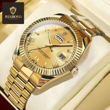 Fashion BINBOND B0733 Men Fashion Business Sports Quartz Watch 50M Waterproof Luminous Classic Calendar Creative Clock Men Wristwatch Birthday Gifts For Father, Husband, Brother Business Partners Built-In Battery Imported Japanese Automatic Quartz Movement - 彩色 - 查看 6
