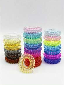 100 piezas Gomas de pelo en espiral de color caramelo, bandas de pelo de alta elasticidad, adecuadas para coleta, moño, accesorios de cabello diarios