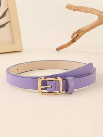 1pc Women's Fashionable & Versatile Gold 3-Prong Buckle Waist Belt, Minimalist Design For Everyday Use