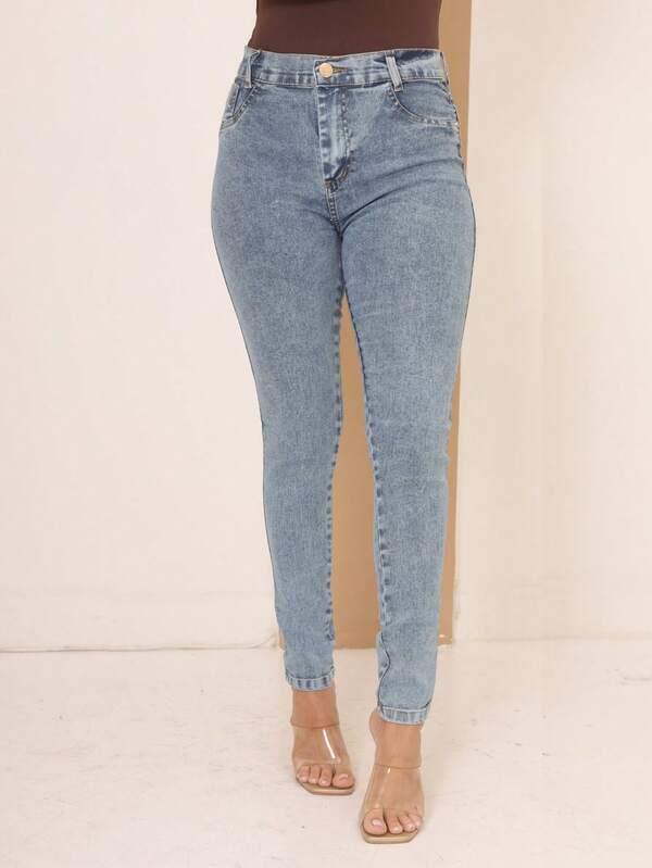 Calça Jeans Feminina Cintura Alta Tecido Encorpado Premium Muito Elastano Modela o Corpo Levanta Bumbum Confortável e Elegante Blogueira Moderna Lisa