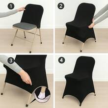 Craft And Party, 10/50pcs Black Spandex Folding Chair Covers, Stretch Spandex Banquet Chair Covers Washable Fitted Chair Slipcovers Protector For Party, Wedding, Holidays, Banquet - màu đen - Xem 2