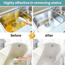 1pc Effortless Cleaning Tool! Electric Design With Brush Head Button, Easy To Handle Stubborn Stains With Home Cleaning Brush, Super Convenient For Bathroom And Kitchen Cleaning - 藍白色 - 查看 8