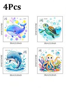 Cute Dolphin Sea Turtle Toilet Tank Sticker, Bathroom Decal Accessories, Floral Toilet Tank Decals, Home Room Decoration, Stickers, Wall Decal, Vinyl Decal For Home Decorations, Spring Decoration Items Refresh Your Home, Stickers Gifts Birthday Graduation Wall Decor Bathroom Decor Bedroom Decor Room Decoration Stuff Living Room Decor House Decor Home Decor Living Room Wall Art Wall Paper Personalised Stickers - Multicolor - View 17