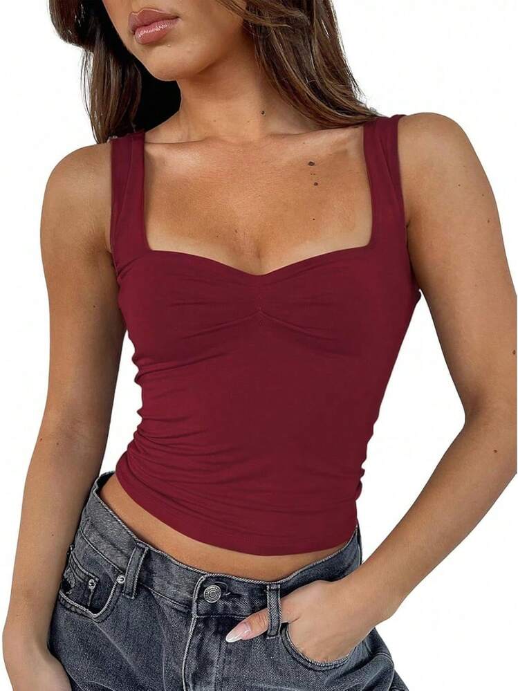 Women Sleeveless Backless Going Out Crop Top Y2K Strappy Ruched Top Summer Tight Cute Tops, Fashion NT8O - Bold Plum - View 8
