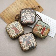 Portable Virgin Mary Prayer Rosary Storage Bag Zippered 7x7cm Religious Articles Elegant Cartoon Christian Jewelry Box Devotees - Multicolor - View 5