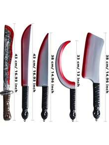 Halloween Realistic Plastic Machete Prop, Fake Knife Accessory For Halloween Party Costumes - Multicolor - View 3