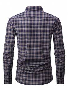 Luxury Wingtip Collar Dress Shirt For Groom, Stretch Comfort Fit, Wrinkle-Free & Breathable Fabric, Self-Tie Bow Tie, Black Tie Wedding & Gala Essentials - 深棕色格 - 查看 3